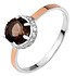 Женское серебряное кольцо с раухтопазом, куб.циркониями и вставками из золота - фото 1