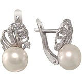 Срібні сережки з прісн. перлами і куб. цирконіями, 1531996