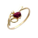 Женское золотое кольцо с бриллиантом и рубином, 1625180