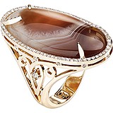 Женское золотое кольцо с агатом и бриллиантами, 1652572