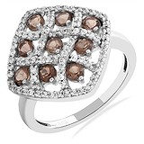 Женское серебряное кольцо с кварцем и куб. циркониями, 1665372