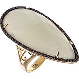 Женское серебряное кольцо с куб. циркониями и кварцем в позолоте, 1670236