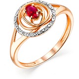 Женское золотое кольцо с рубином и бриллиантами, 1703772