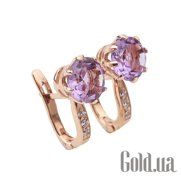 

Серьги Lions Heart, Золотые серьги с аметистами и куб. циркониями