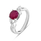Женское серебряное кольцо с куб. циркониями и рубином