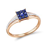 Женское золотое кольцо с бриллиантами и сапфирами, 565084