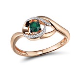 Женское золотое кольцо с бриллиантами и изумрудом, 1554781