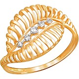 Женское золотое кольцо с куб. циркониями, 1622109