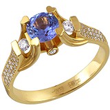 Женское золотое кольцо с бриллиантами и сапфиром, 1644637