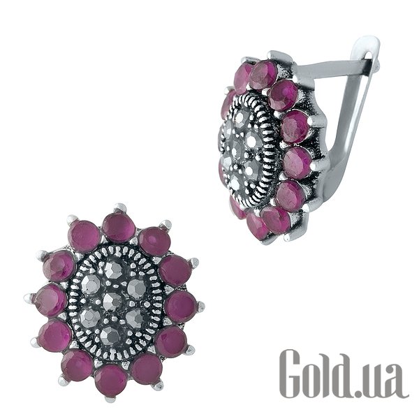 

Серьги Fresh Jewelry, Серебряные серьги с синт. рубинами и марказитами