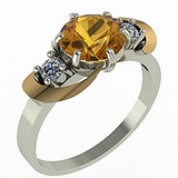 Женское серебряное кольцо с куб. циркониями и вставками из золота, 1709405