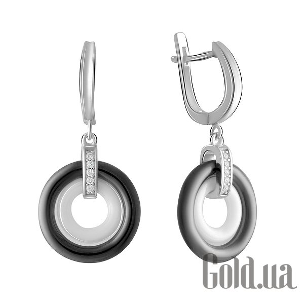 

Серьги с подвесками Fresh Jewelry, Серебряные серьги с куб. циркониями и керамикой