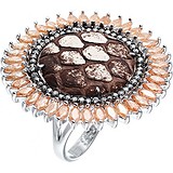 Женское серебряное кольцо с куб. циркониями и кожей, 1649246