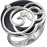 Женское серебряное кольцо с куб. циркониями и агатом, 1652574
