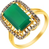 Женское золотое кольцо с бриллиантами и агатом, 1669726