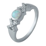 Женское серебряное кольцо с опалом и куб. циркониями, 1703006