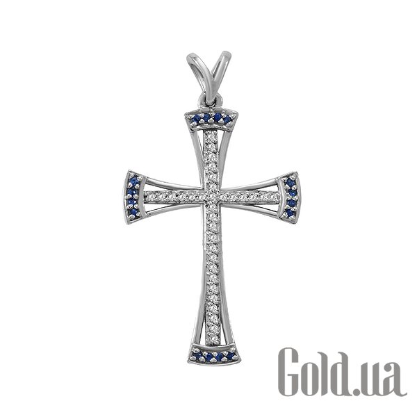 

Кулон-крестик Lurie Jewelry, Золотой кулон с бриллиантами и сапфирами