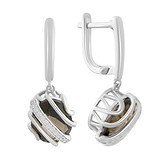 Серебряные серьги с куб. циркониями и раухтопазами, 1794910