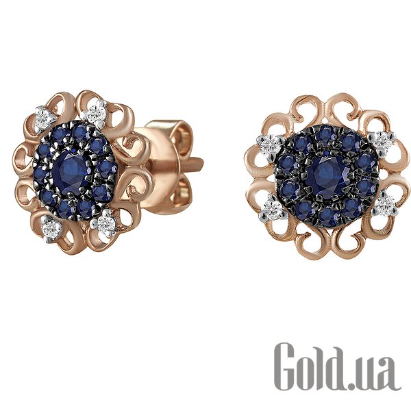 

Серьги-гвоздики Lurie Jewelry, Золотые серьги с бриллиантами и сапфирами