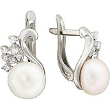 Срібні сережки з прісн. перлами і куб. цирконіями, 1531999