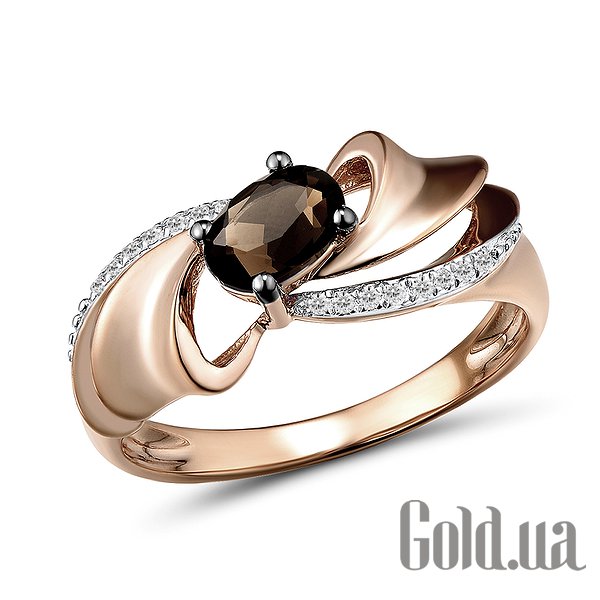 

Кольцо Lurie Jewelry, Женское золотое кольцо с бриллиантами и дымчатым кварцем, 18