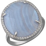 Женское серебряное кольцо с куб. циркониями и агатом, 1618783