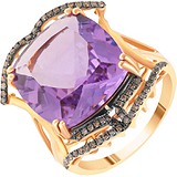 Женское золотое кольцо с бриллиантами и аметистом, 1669727