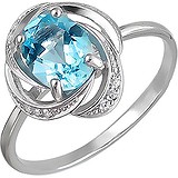 Женское серебряное кольцо с куб. циркониями и топазом, 1610848
