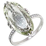 Женское серебряное кольцо с аметистом и куб. циркониями, 1612640