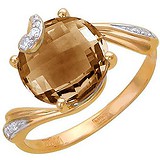 Женское золотое кольцо с куб. циркониями и кварцем, 1623904