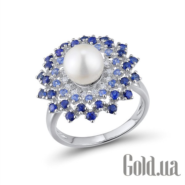 

Кольцо Lurie Jewelry, Женское золотое кольцо с бриллиантами, сапфирами и жемчугом, 17