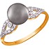 Женское золотое кольцо с культив. жемчугом и куб. циркониями - фото 1