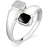 Женское серебряное кольцо с куб. циркониями и эмалью, 1646432