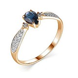 Женское золотое кольцо с сапфиром и бриллиантами, 1703776