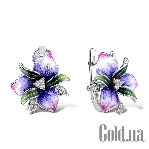 

Серьги Lurie Jewelry, Серебряные серьги с куб.циркониями и эмалью