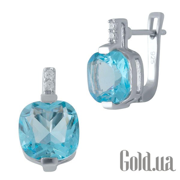 

Серьги Fresh Jewelry, Серебряные серьги с синт. аквамаринами и куб. циркониями