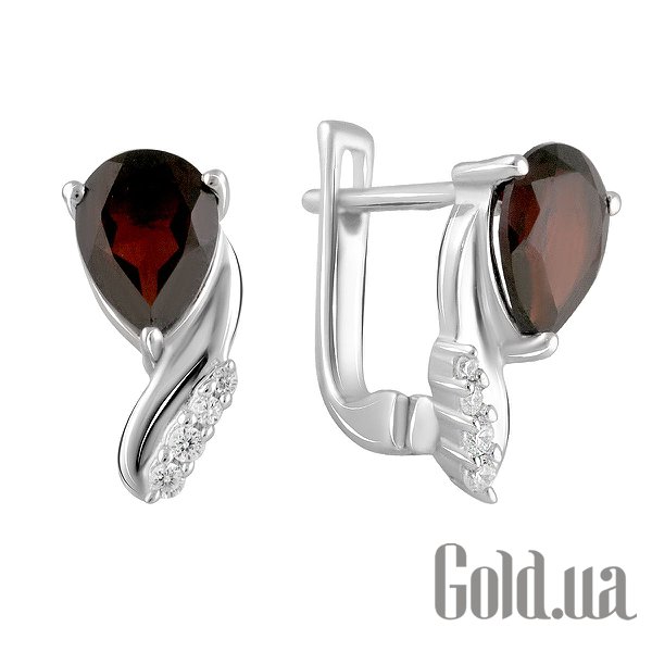 

Серьги Fresh Jewelry, Серебряные серьги с куб. циркониями и гранатами