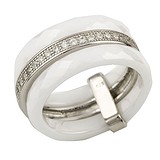 Женское серебряное кольцо с керамикой и куб. циркониями, 1284705