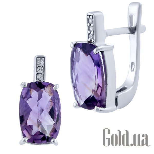 

Серьги Fresh Jewelry, Серебряные серьги с аметистами и куб. циркониями