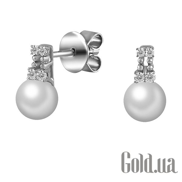 

Серьги-гвоздики Lurie Jewelry, Золотые серьги с бриллиантами и жемчугом