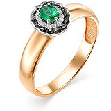 Женское золотое кольцо с бриллиантами и изумрудом, 1603681