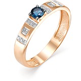 Женское золотое кольцо с бриллиантами и сапфиром, 1604193