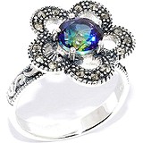 Silver Wings Женское серебряное кольцо с марказитами и кварцем, 1617505