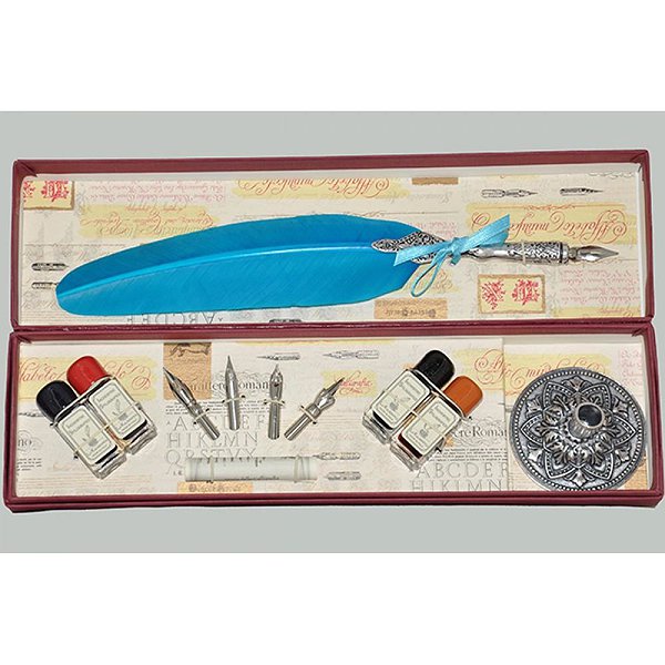 La Kaligrafica Набор для каллиграфии: перо бирюзовое + 4 чернила + подставка 7622