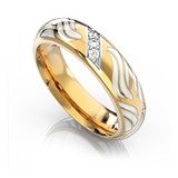 Золотое обручальное кольцо с бриллиантами и эмалью, 1680225