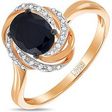 Женское золотое кольцо с бриллиантами и сапфиром, 1714273