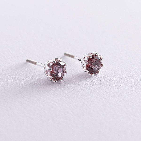 Серебряные серьги с синт. кварцами