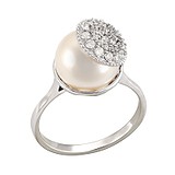 Женское золотое кольцо с куб. циркониями и  жемчугом, 279137