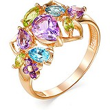 Женское золотое кольцо с аметистами, топазами и хризолитами, 1553762