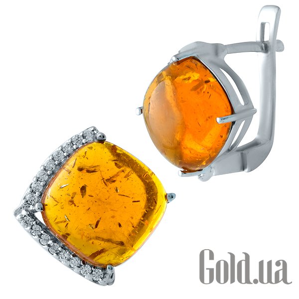 

Серьги Fresh Jewelry, Серебряные серьги с янтарем и куб. циркониями